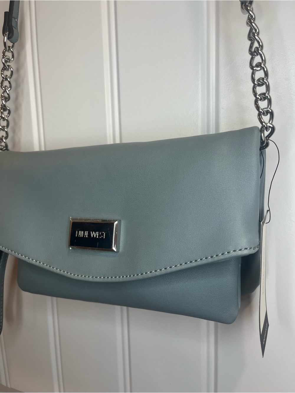 New with Tags Nine West Dusty Blue Chain Strap Crossbody Coralia Mini